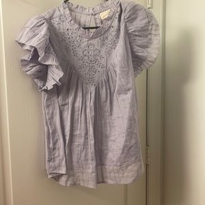 Peasant-like high collar top